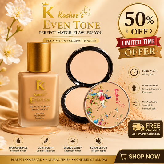 Kashee's Eventone High Coverage Foundation+Free Gift (Kashees Compact Powder).